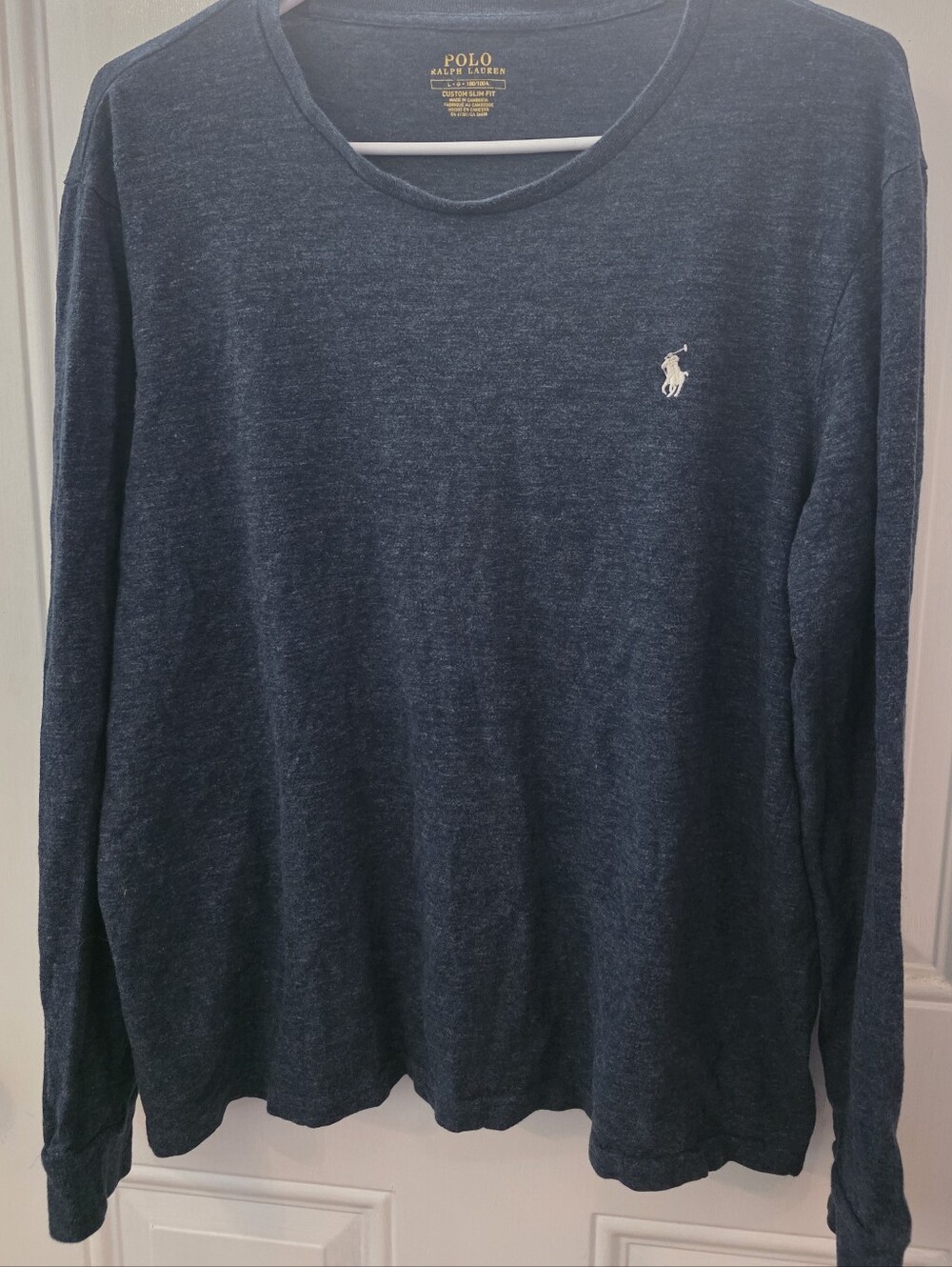 Polo by Ralph Lauren Men's Heather Navy Long-Sleeve Crew